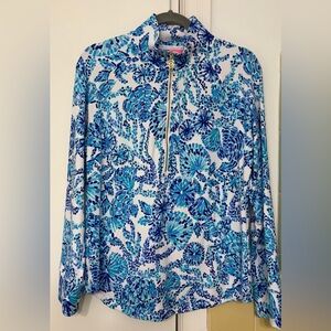 Lilly Pulitzer UPF +50 Skipper Popover - Turquoise Oasis - Shell Me You Love Me